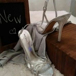 Silver Holographic Snake Embossed Sandal NWOB